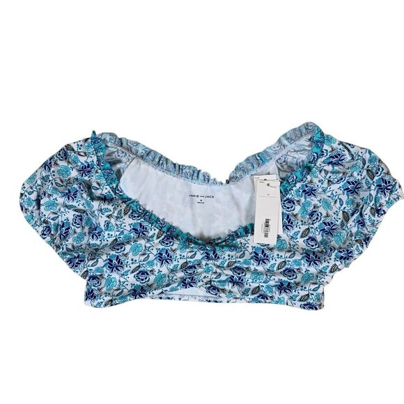 Janie And Jack Blue Floral Puff Sleeve Swim Crop Top UPF 50 Girl’s 18 - Picture 1 of 4